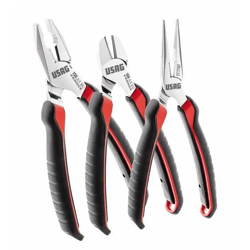 Pinza a becchi mezzotondi diritti e tronchese a tagliente diagonale (3 pz) usag