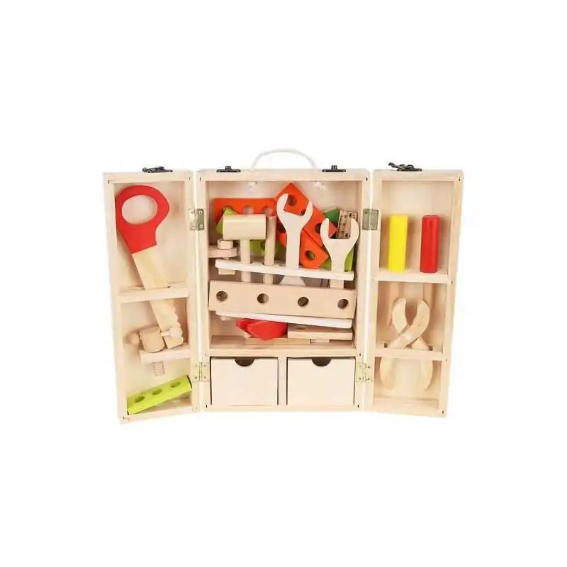 Set gioco scatola con set di attrezzi in legno per bambini