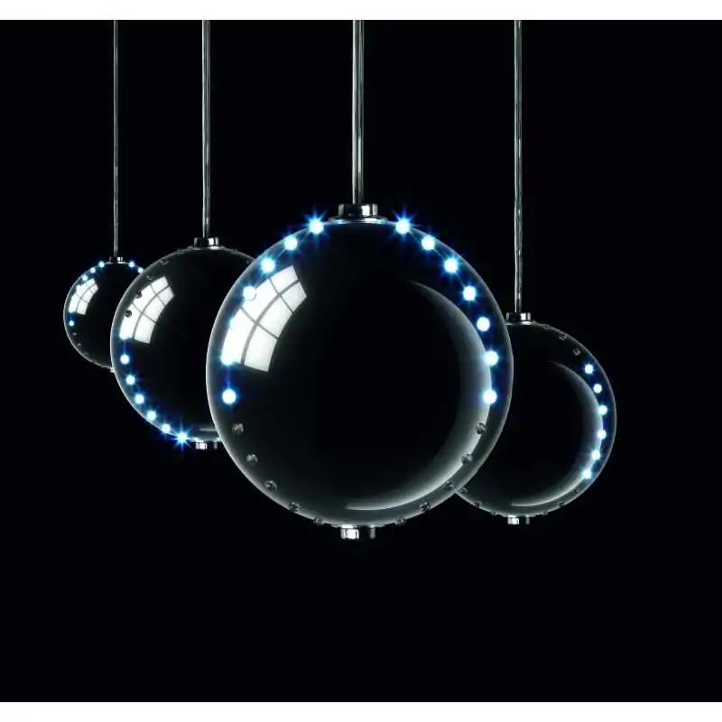 SET 4 SFERE SNOWFALL ORO, D.80MM., 2 LINEE, 96 LED BIANCHI, TOT. MT.1.20, X INT.