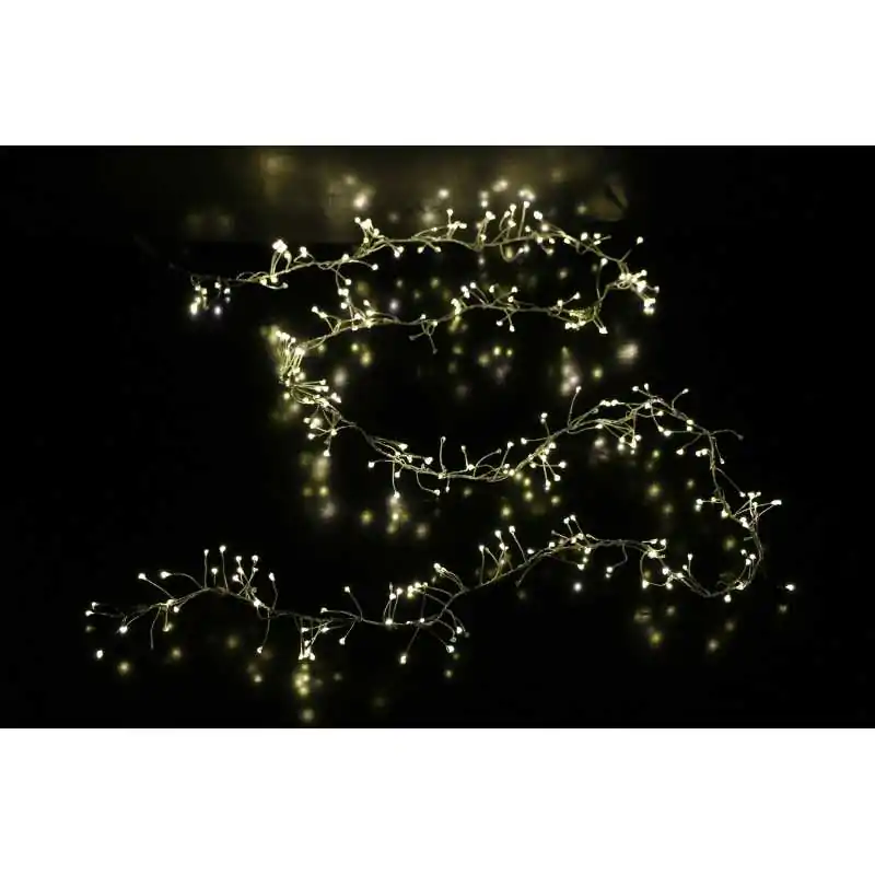 CLUSTER SU FILO DI RAME CON 300 GOCCE DI LED BIANCO CALDO (TRIPLO LED), 2 MT., GIOCHI DI LUCE AUTOMATICI, CON TRASF. IP20