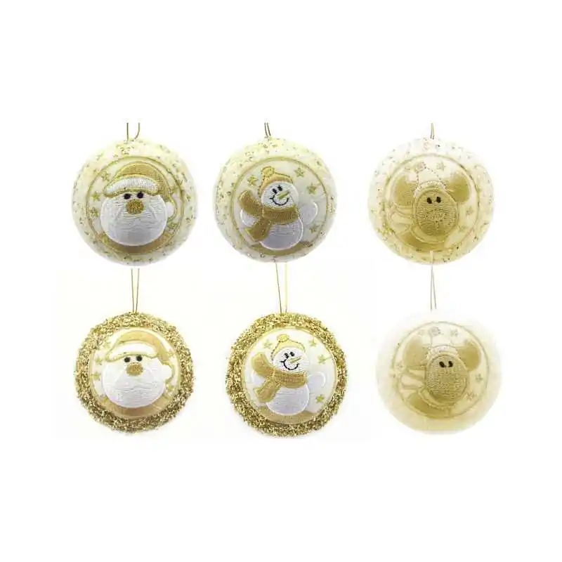 SFERA "CRYSTAL CHIC" ORO 8 CM CON DECORO PATCH IN STOFFA,  MOD. ASS.