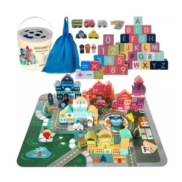 Blocchi di legno - città 100 pz