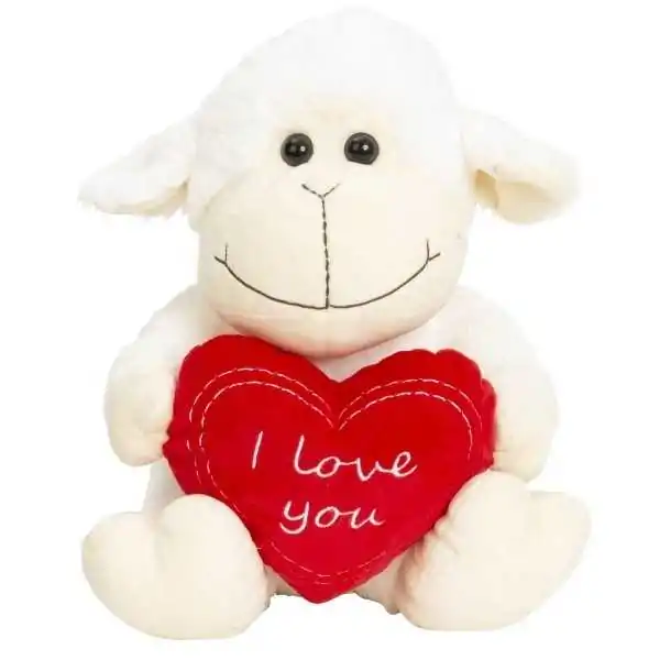 Pecora bianca seduta con cuore Ti amo h – 30cm