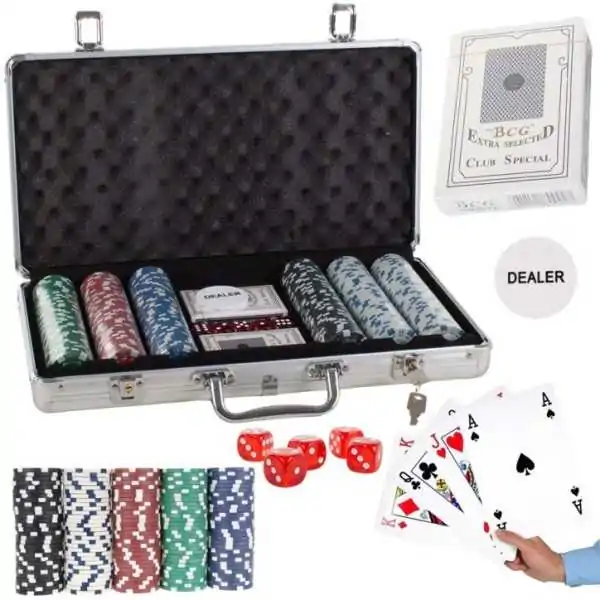 Texas Poker Set 300 Fiches 2 Mazzi Valigia