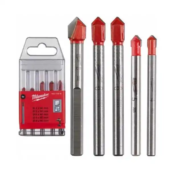 Milwaukee Ensemble de 5 forets pour verre et carrelage