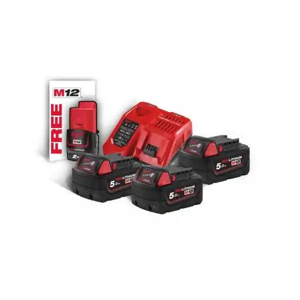 Milwaukee Energy Kit M18™ 3 x 5.0 Ah (18V) + 1 x 2 Ah (12V) Extra