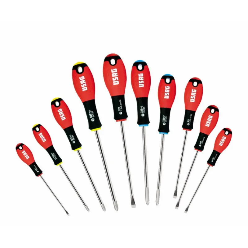 Usag Serie di 10 giraviti per viti con intaglio, impronta a croce PHILLIPS® e impronta a croce POZIDRIV®