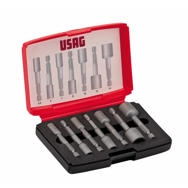 Usag Assortimento di inserti magnetici a bussola per viti ad esagono (7 pz) - attacco 1/4"